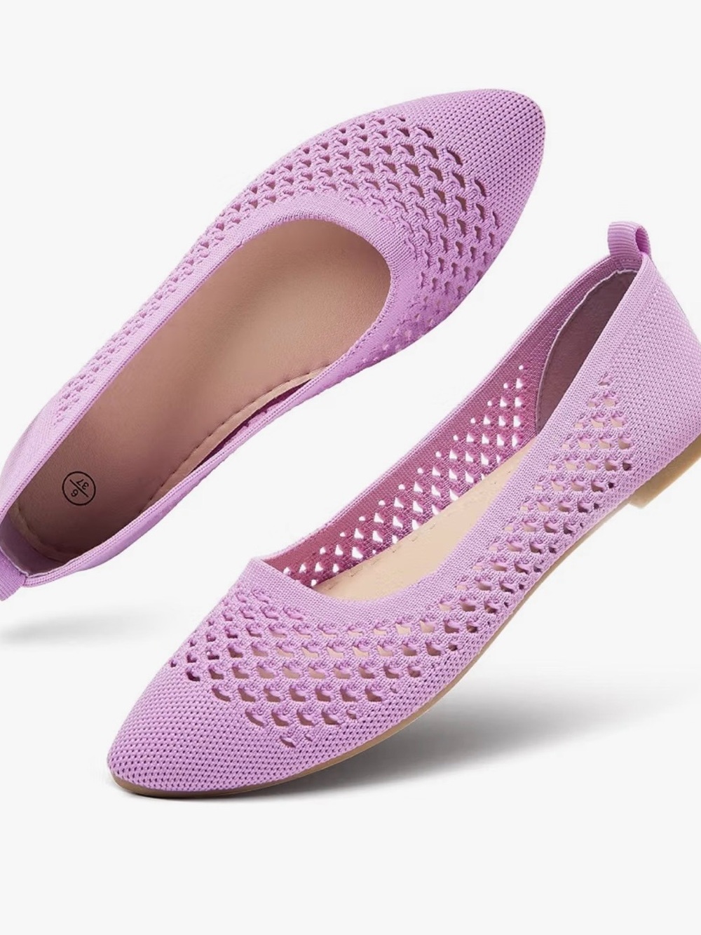Amazon Lavender Knit Pointed-Toe Slip-On Flats